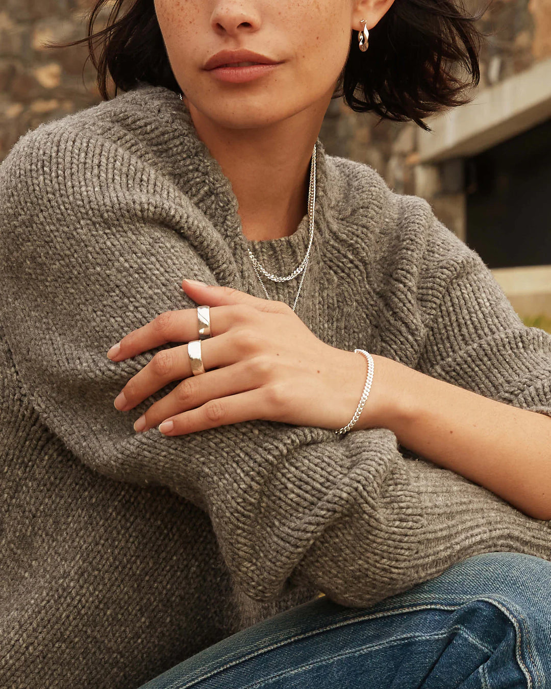 Kirstin Ash Wave Hoops Sterling Silver
