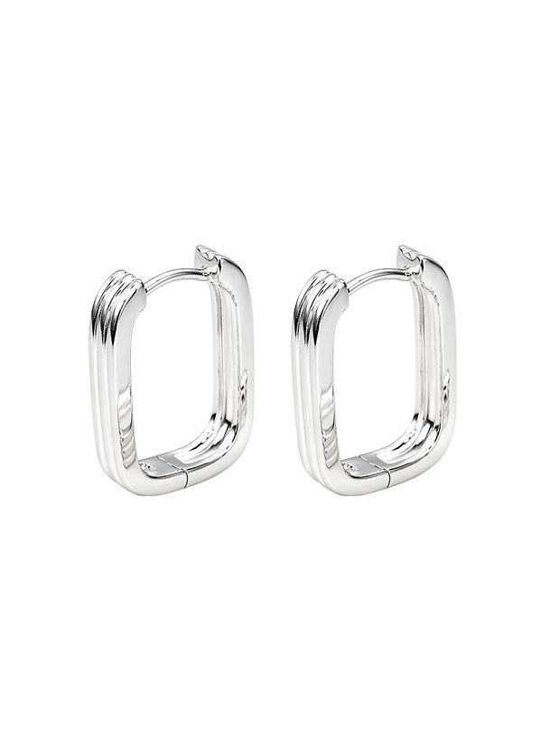 LT Sterling Silver Rectangle Fluted Huggies