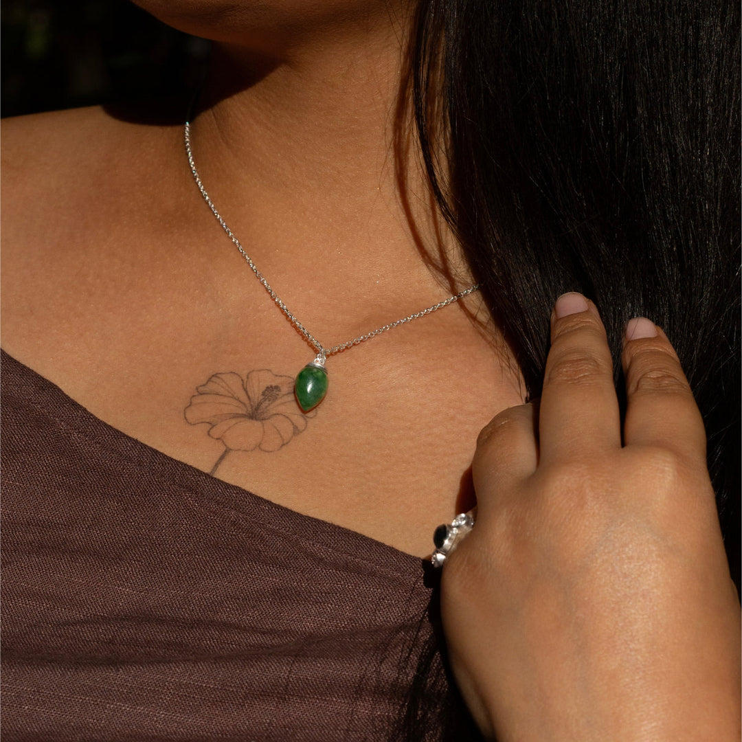 Nick Von K Sterling Silver Mini Pounamu Acorn Charm Necklace