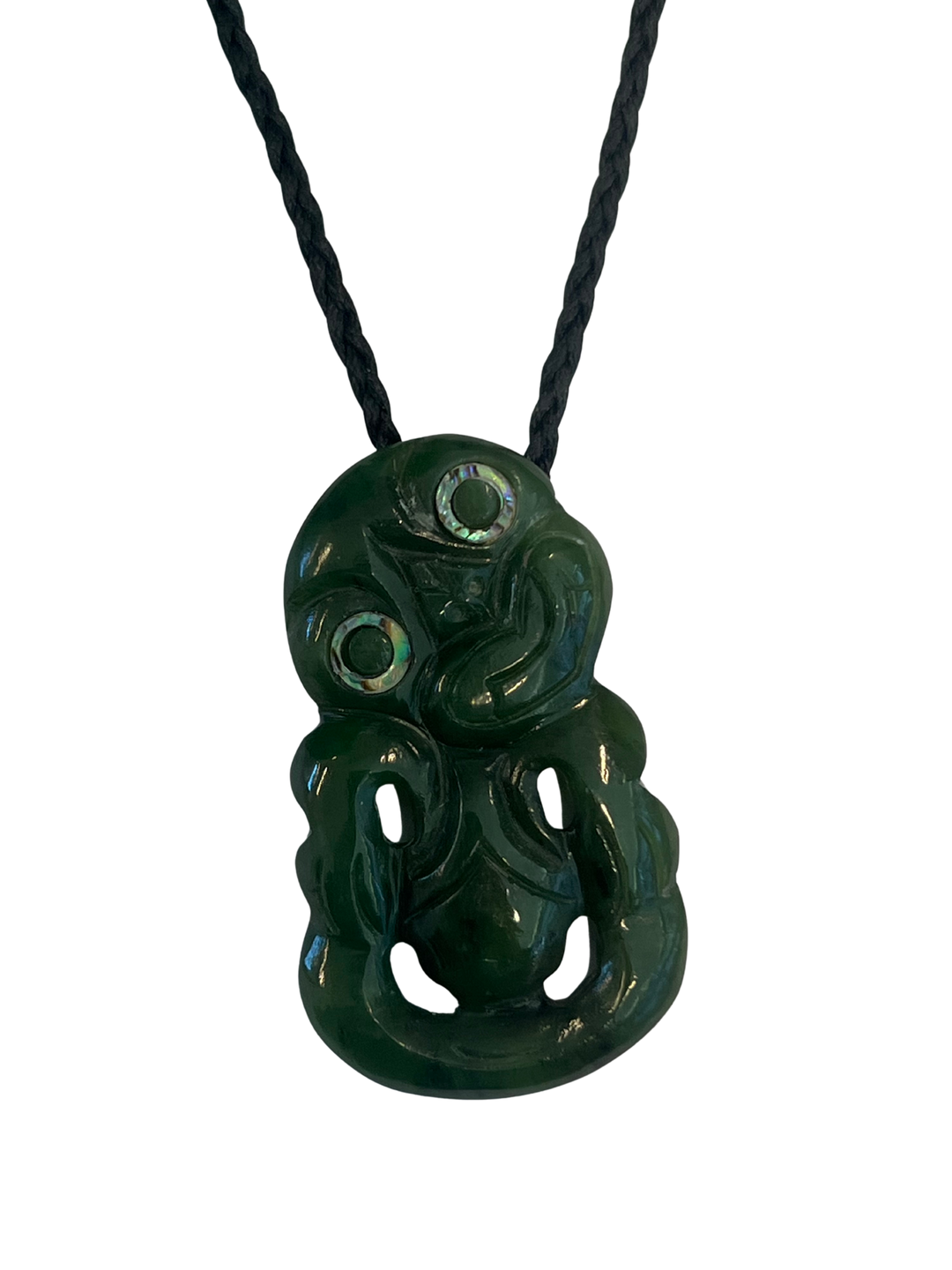 NZ Greenstone Tiki with Paua Eyes 55mm