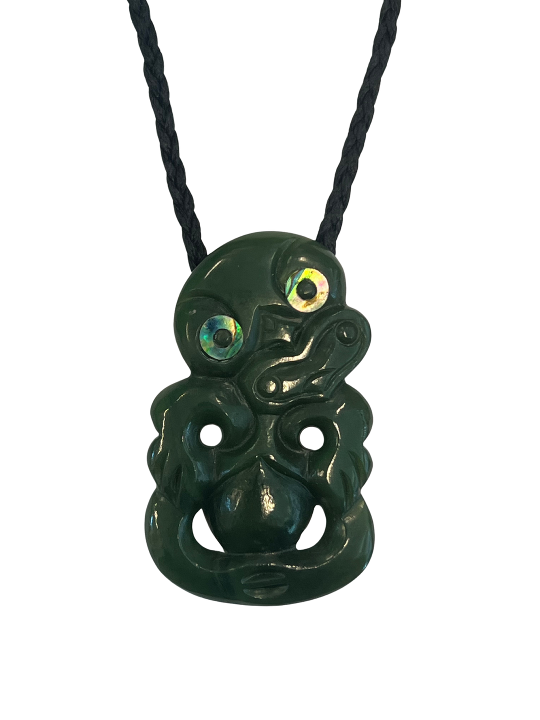 NZ Greenstone Tiki with Paua Eyes 60mm