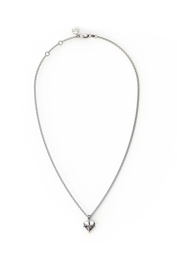 Stolen October Birthstone Heart Silver and Pink Tourmaline Necklace