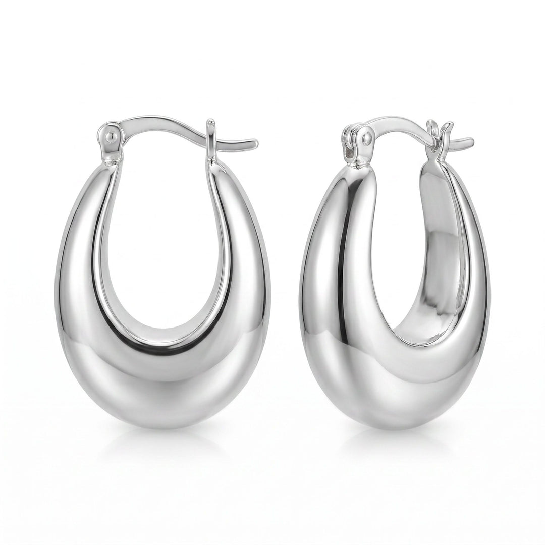 LT Sterling Silver Large Contour Hoops