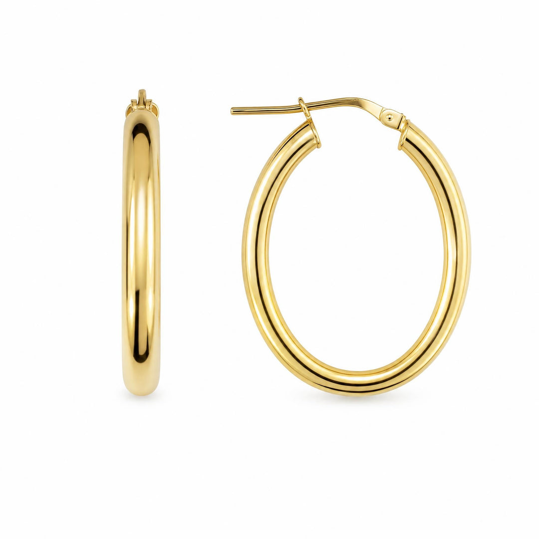 LT Gold Plated Oval Tube Hoop Earrings