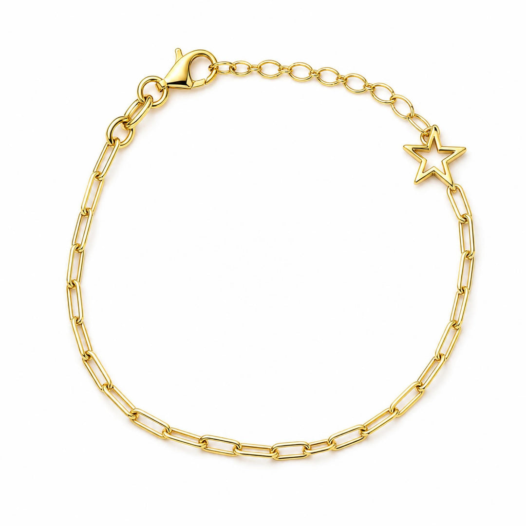 LT Gold Plated Star Paper Clip Chain Bracelet