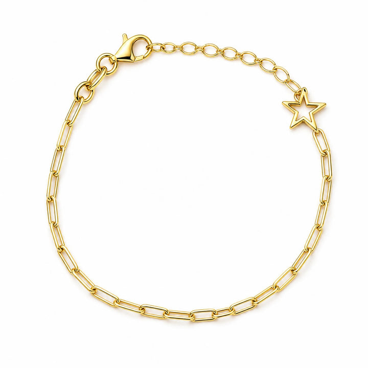 LT Gold Plated Star Paper Clip Chain Bracelet