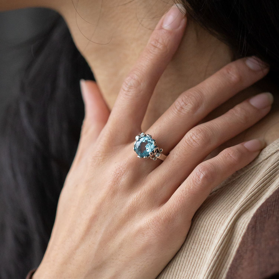 Nick Von K Sterling Silver with Topaz Twin Octopus Ring