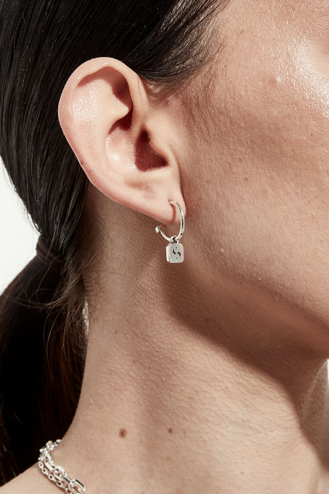 Stolen Silver S-Logo Tag Anchor Earrings