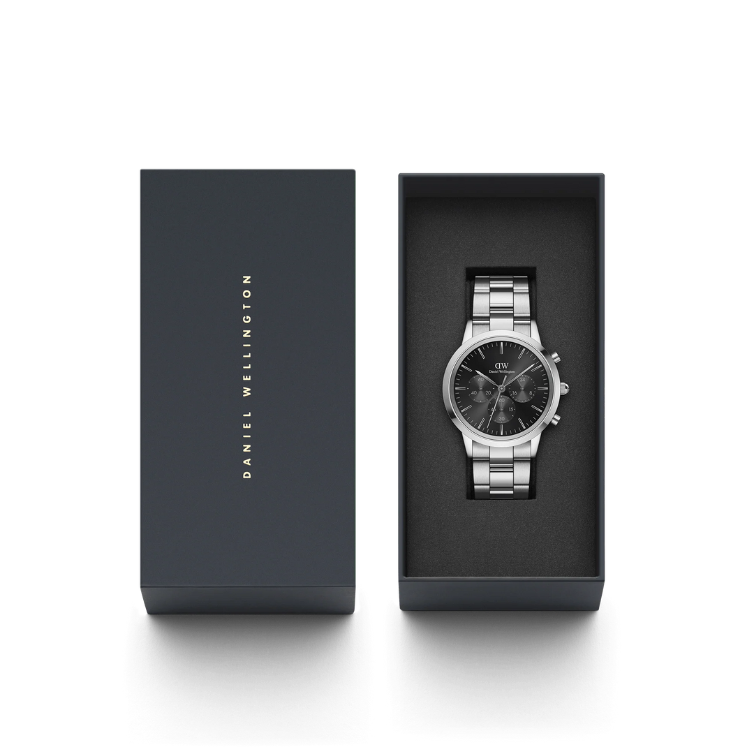 Daniel Wellington Iconic Chronograph Link Onyx Silver 42mm