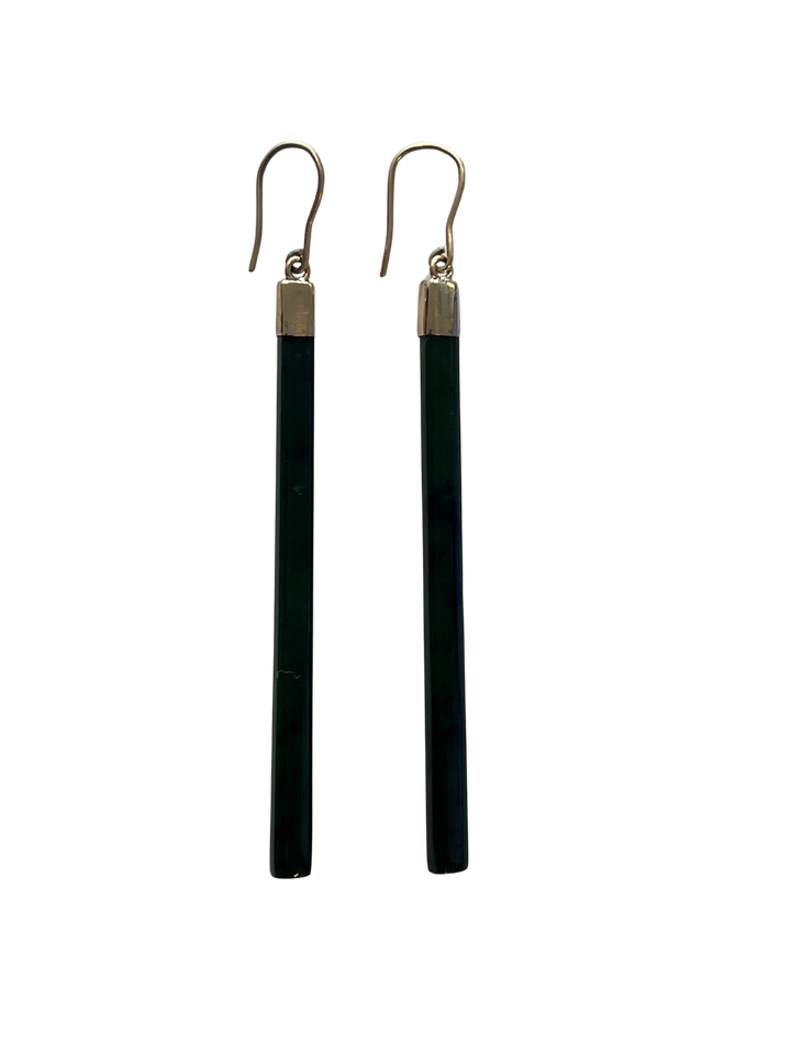 Alex Sands 9ct and Pounamu Drop Earrings 80mm