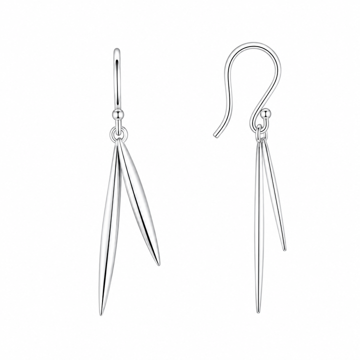 LT Sterling Silver Double Sleek Reed Drop Earrings
