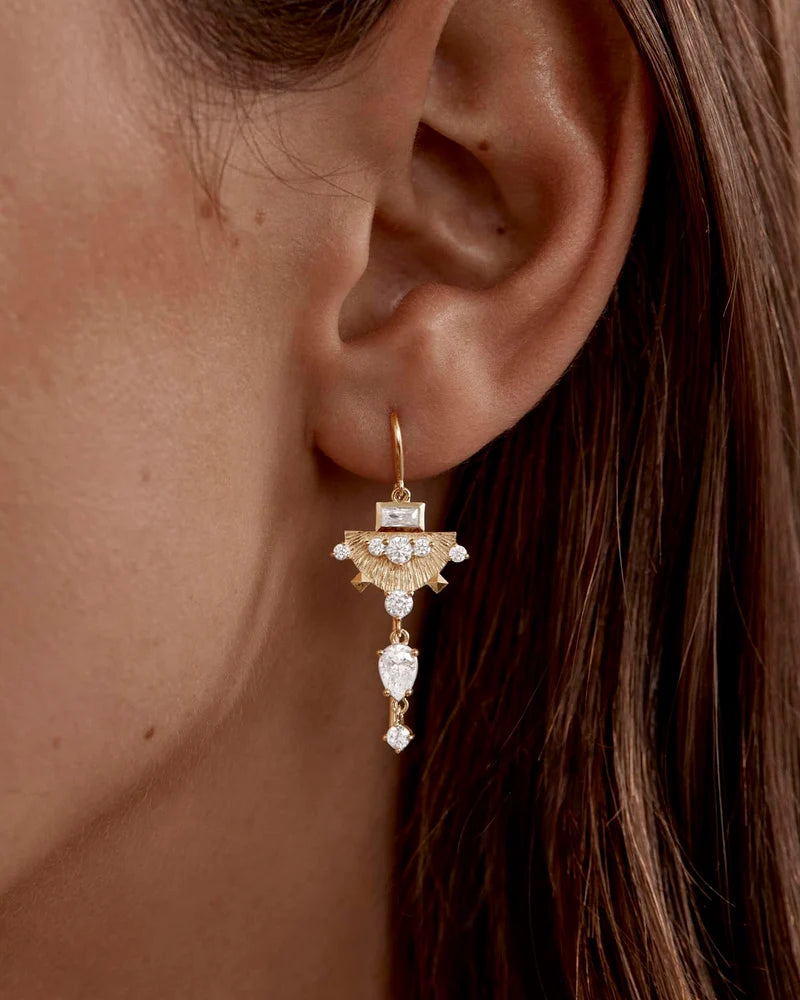 By Charlotte 18k Gold Vermeil Lotus Rain Thread Earrings