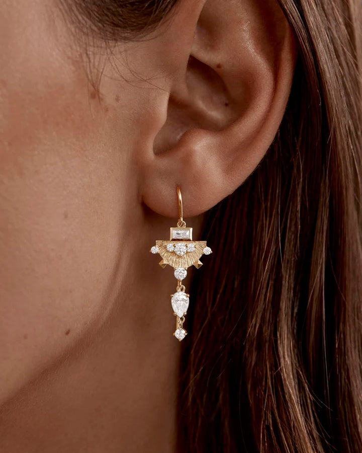 By Charlotte 18k Gold Vermeil Lotus Rain Thread Earrings