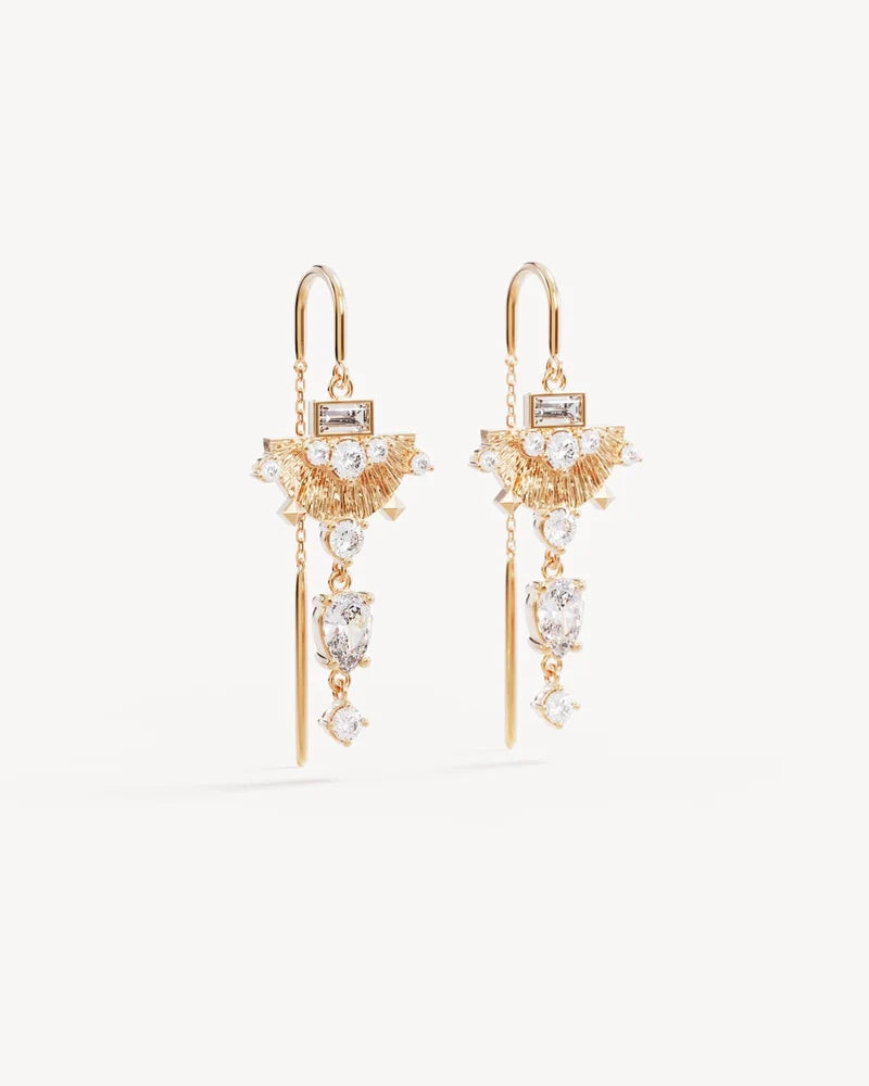 By Charlotte 18k Gold Vermeil Lotus Rain Thread Earrings