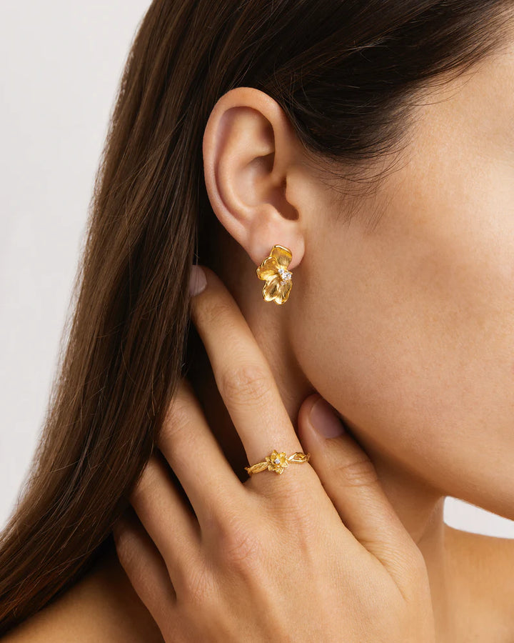 By Charlotte 18k Gold Plated Serene Lotus Statement Earrings