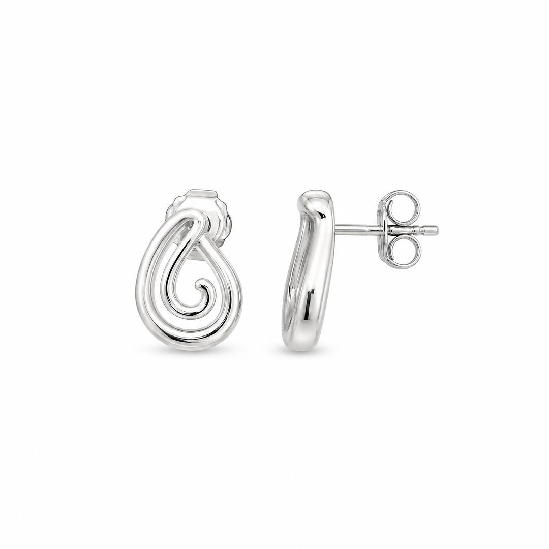 LT Sterling Silver Teardrop Koru Stud Earrings