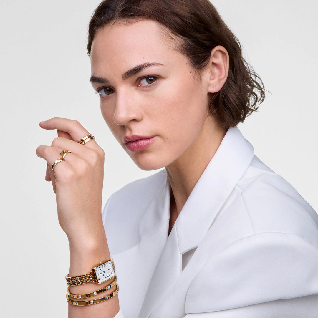 Daniel Wellington Quadro Roman Numerals w Date Gold Watch 20mm x 26mm