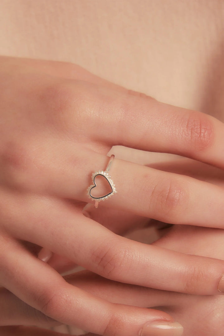 Karen Walker Sterling Silver Flaming Heart Ring