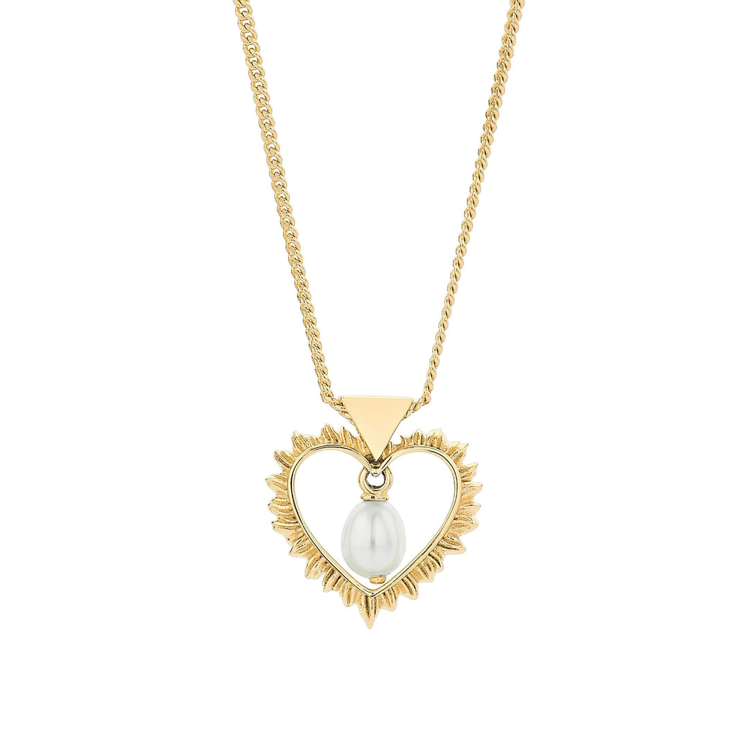 Karen Walker Gold Plated Flaming Heart Necklace with Freshwater Pearl