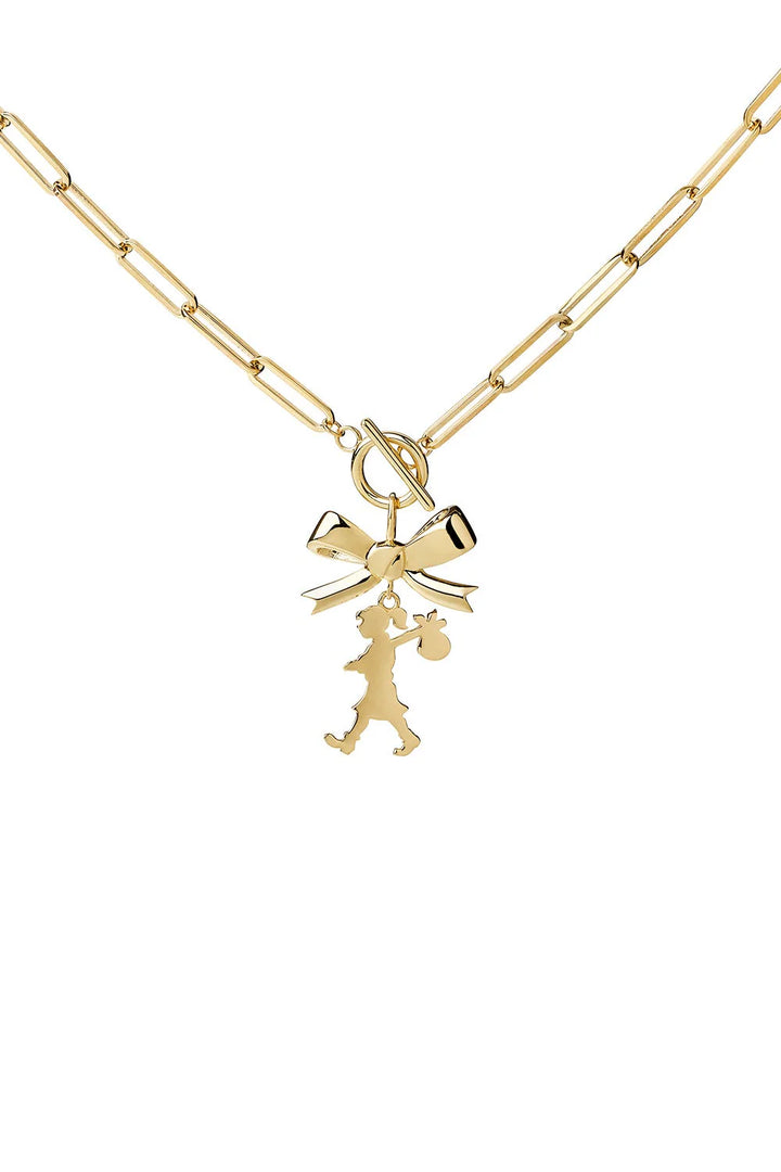 Karen Walker Gold Girl With Bow Necklace 45cm