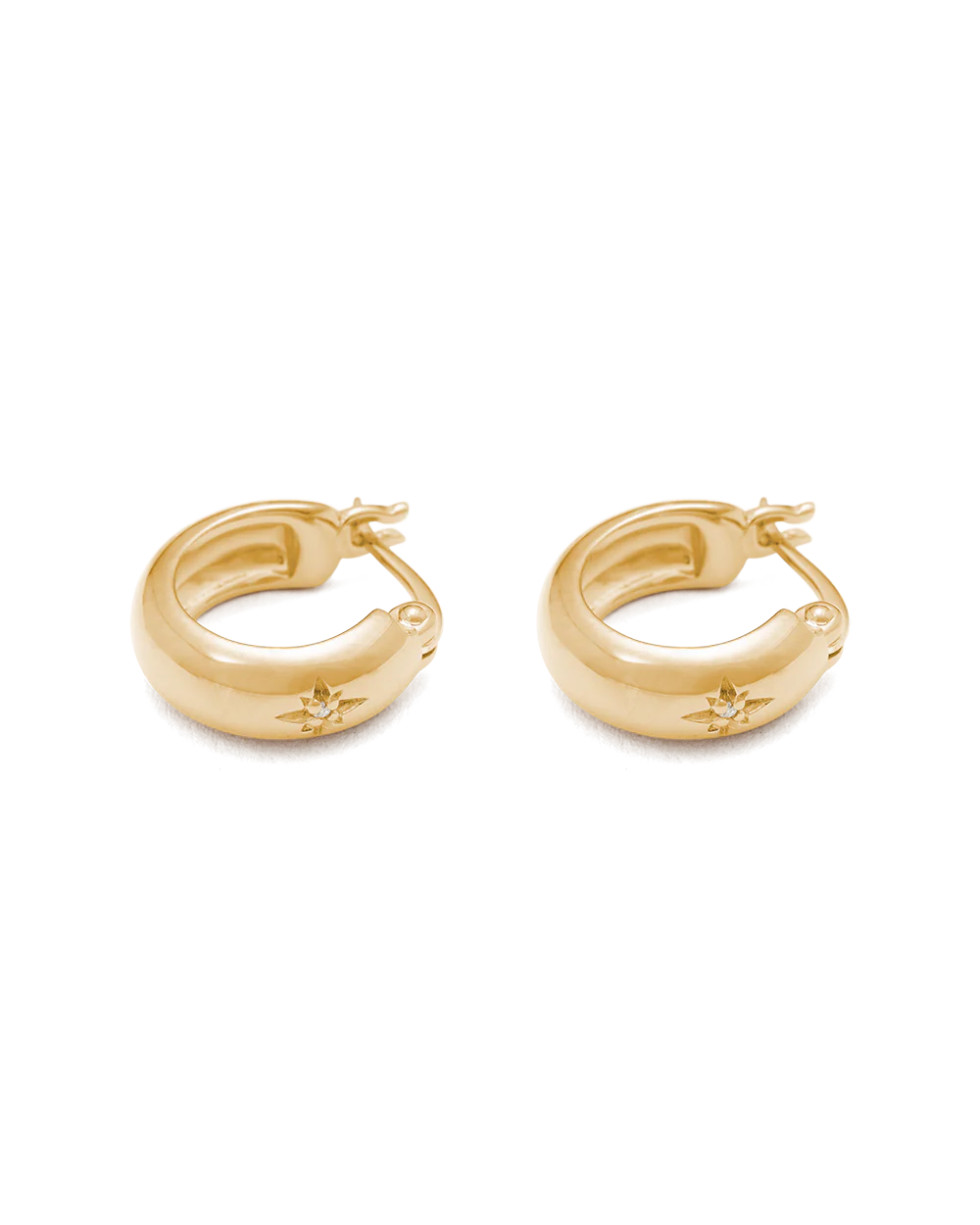Kirstin Ash Guiding Star Etched Hoops 18ct Gold Plated