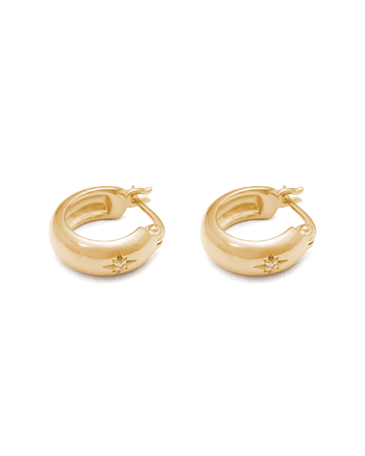 Kirstin Ash Guiding Star Etched Hoops 18ct Gold Plated