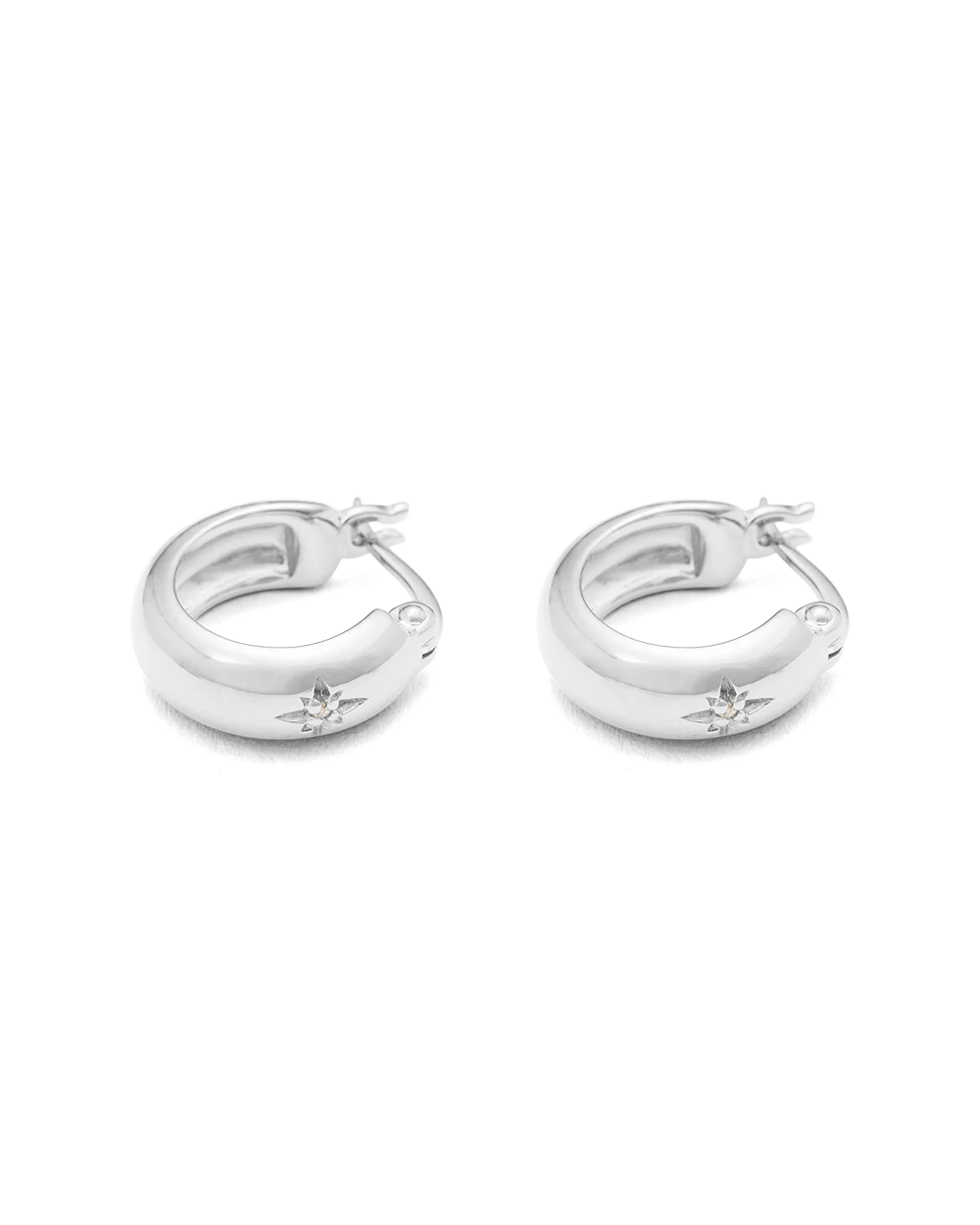 Kirstin Ash Guiding Star Etched Hoops Sterling Silver