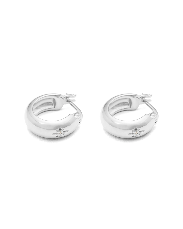 Kirstin Ash Guiding Star Etched Hoops Sterling Silver