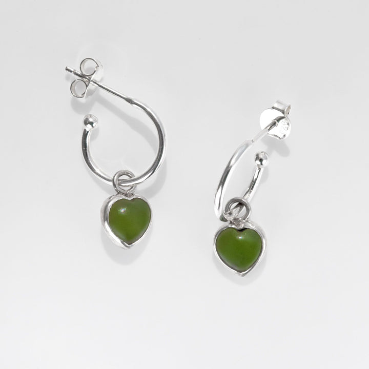 Nick Von K Sterling Silver and Pounamu Heart Earrings
