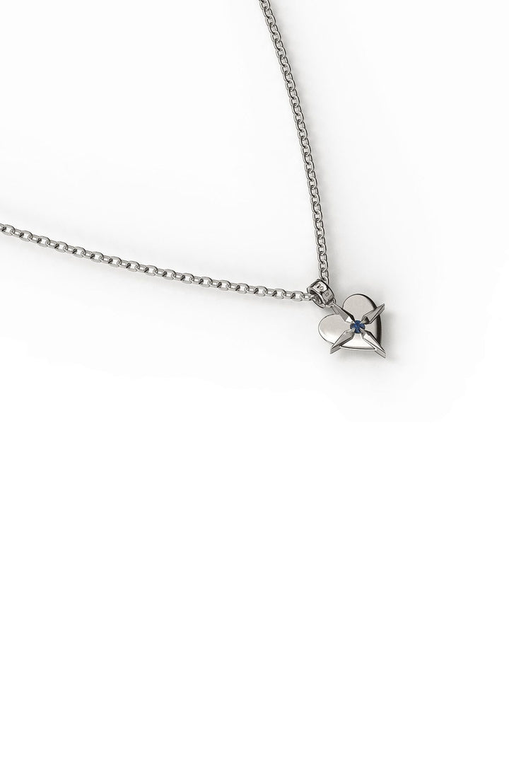 Stolen September Birthstone Heart Silver and Sapphire Necklace