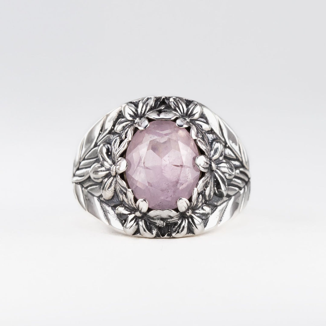 Nick Von K Sterling Silver with Rose Quartz Flower Garden Ring
