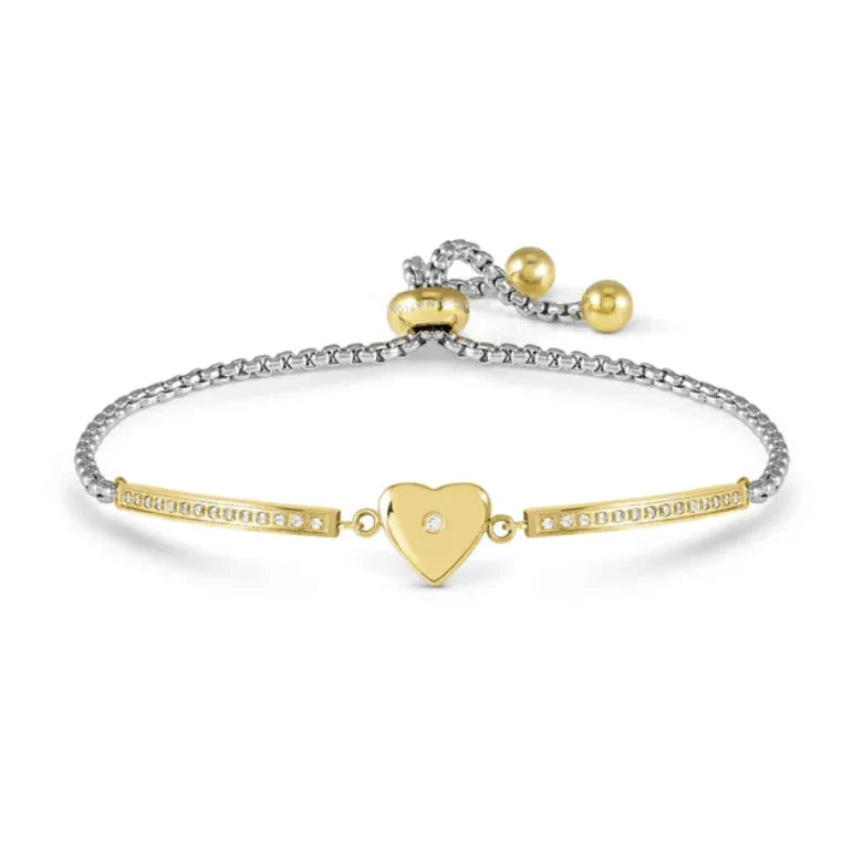 Nomination Milleluci Refined Bracelet in Stainless Steel & CZ Gold Heart
