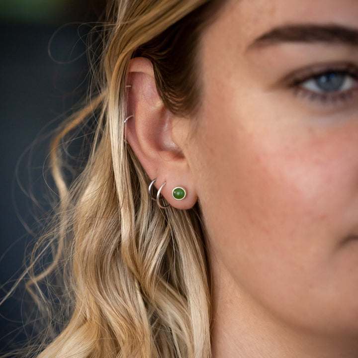 Nick Von K Sterling Silver and Pounamu Dot Studs