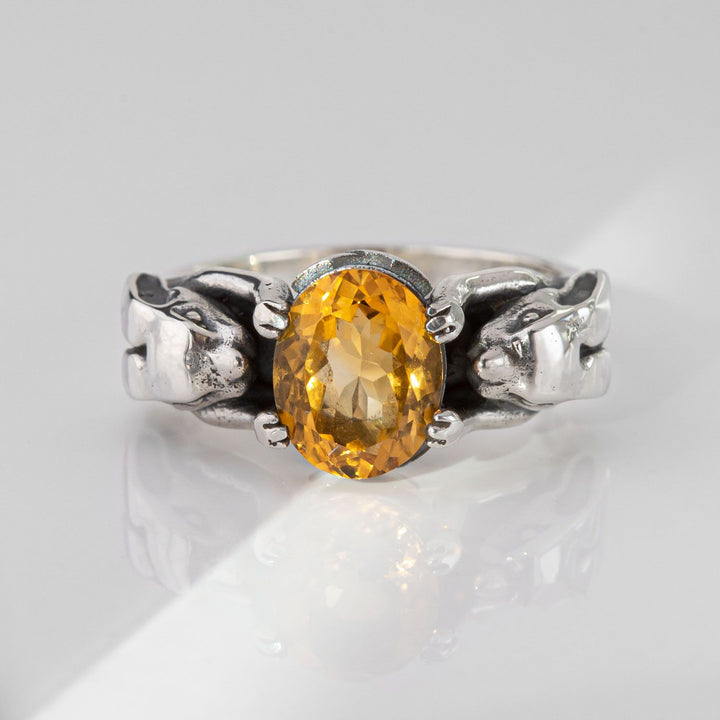 Nick Von K Sterling Silver with Citrine Lucky Bunny Ring
