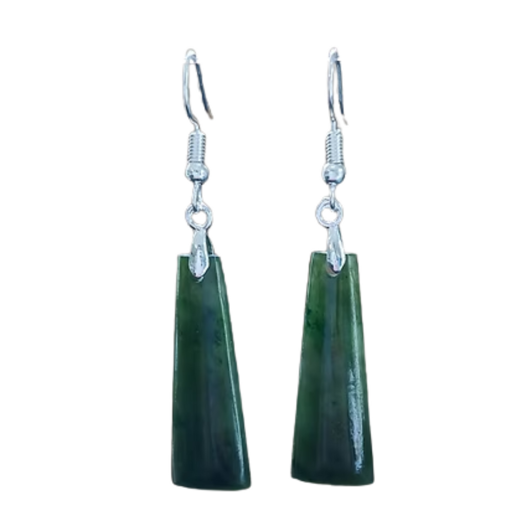 NZ Greenstone Toki Earrings 33mm