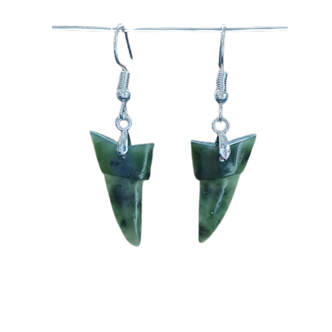 NZ Greenstone Niho  / Tooth Earrings 25mm