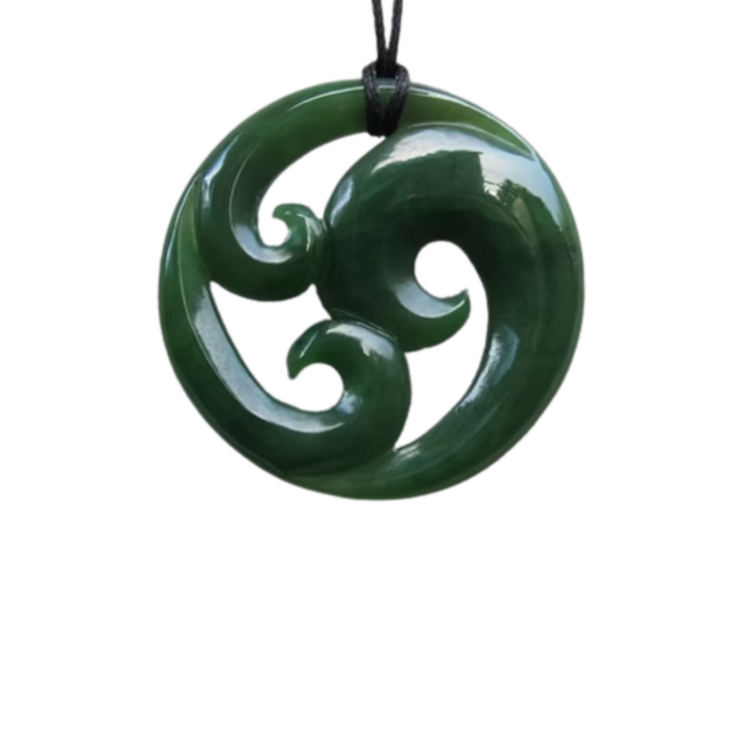 New Zealand Greenstone - Stylised Triple Koru Circle
