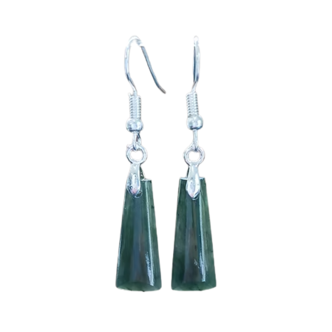 NZ Greenstone Toki Earrings 23mm