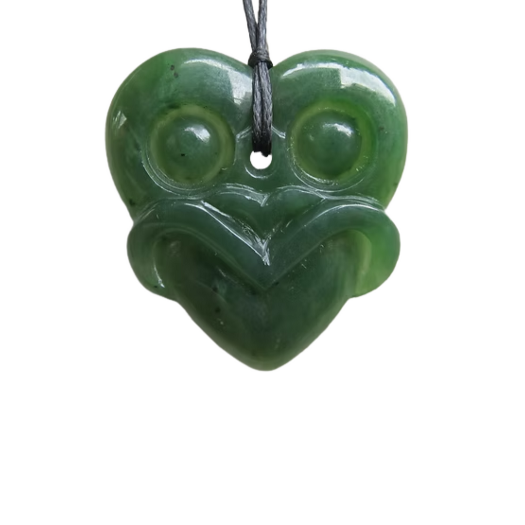 NZ Greenstone Hei Tiki Mask 25mm
