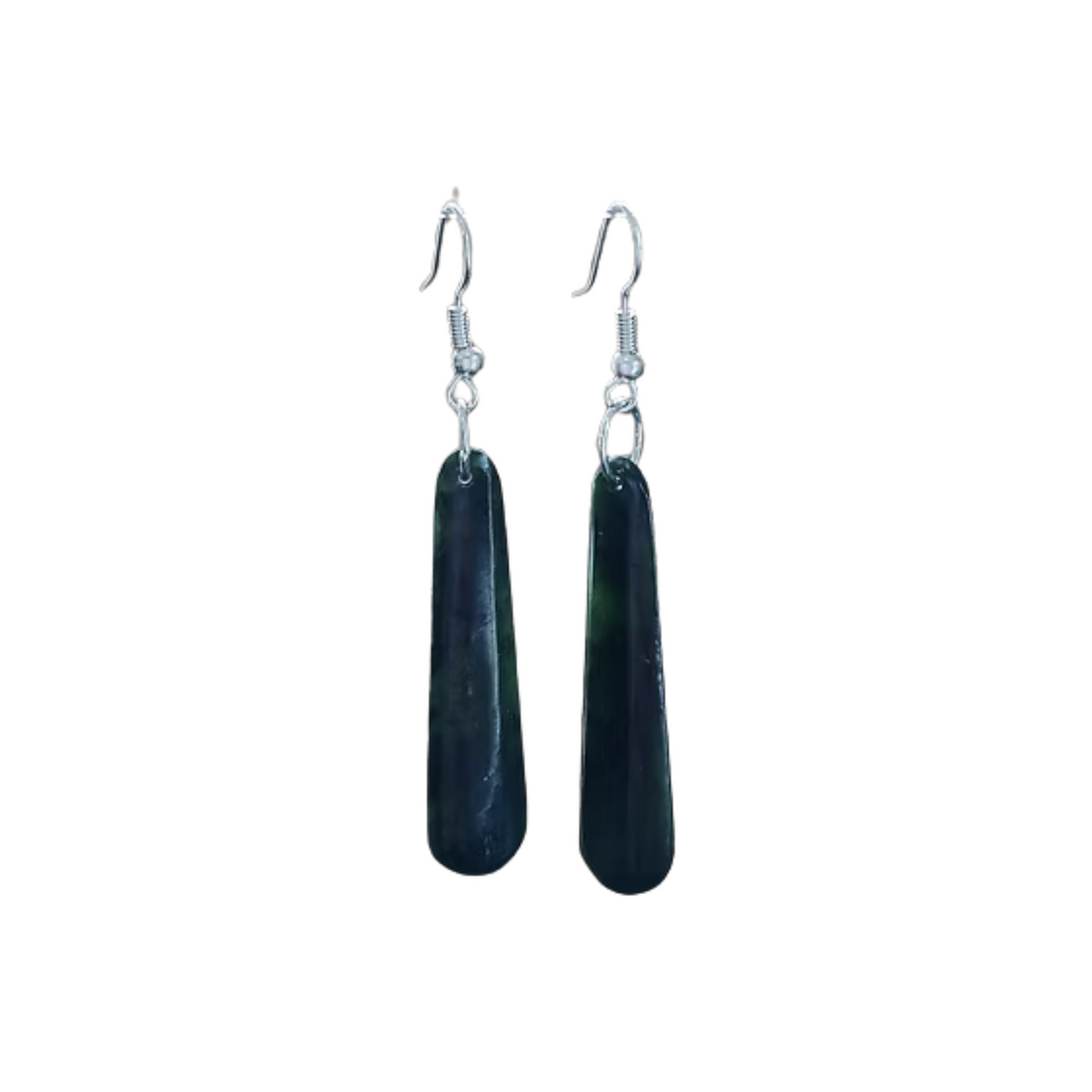 NZ Greenstone Drop Earrings 45mm