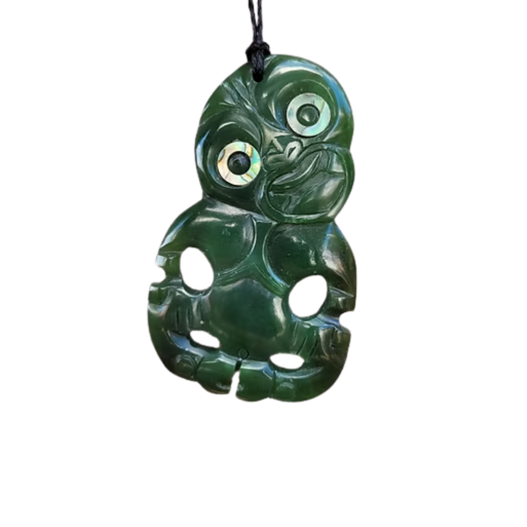 NZ Greenstone Large Hei Tiki Pendant 80mm