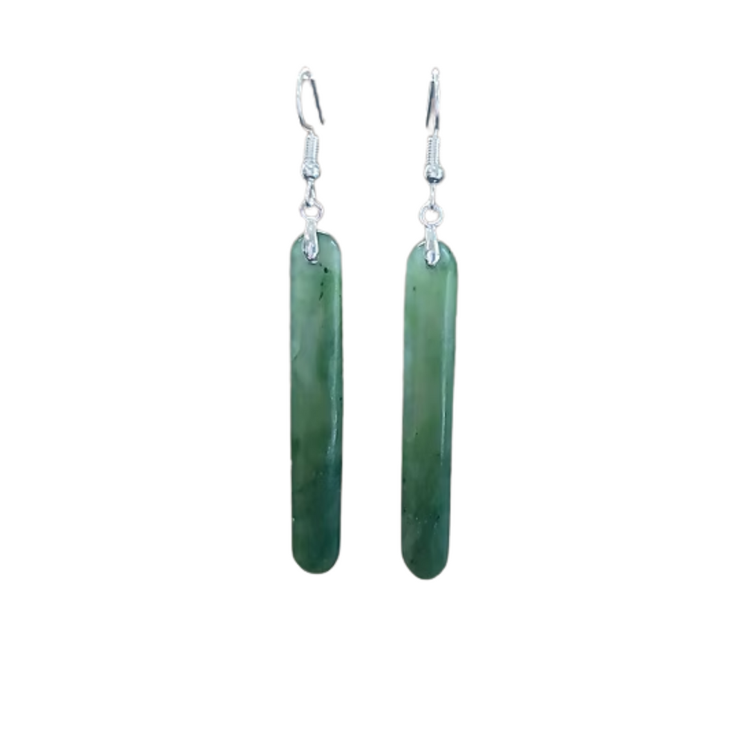 NZ Greenstone Drop Earrings 40mm