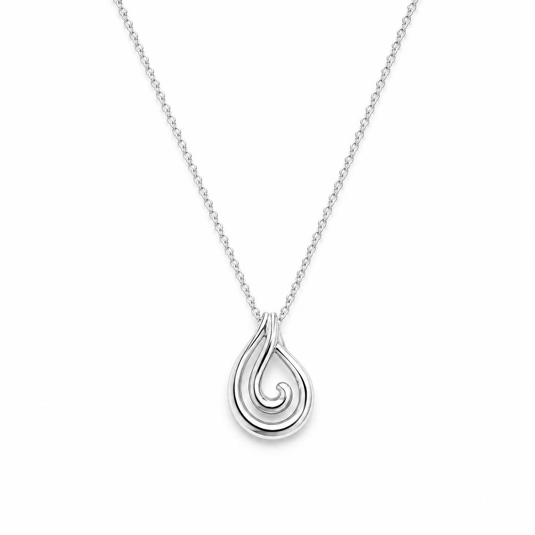 LT Sterling Silver Teardrop Koru Necklace