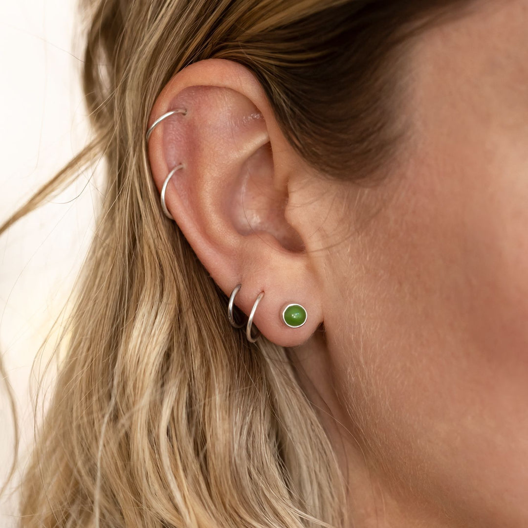 Nick Von K Sterling Silver and Pounamu Dot Studs