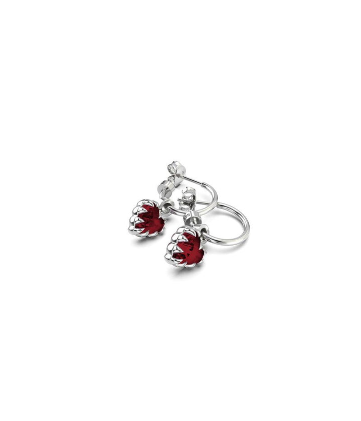 Stolen Silver Love Anchor Earrings - Red Garnet