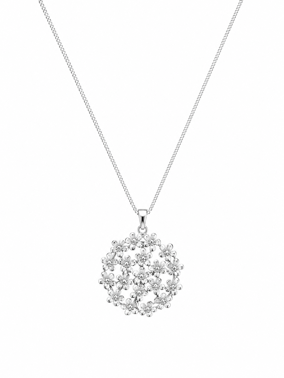 LT Sterling Silver Forget-Me-Not Medallion Necklace