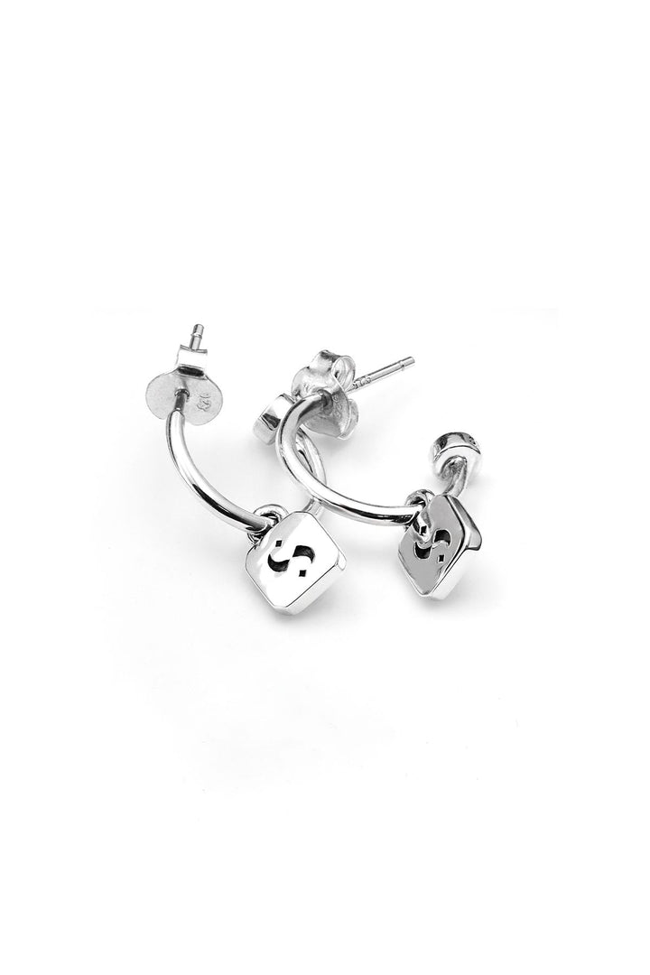 Stolen Silver S-Logo Tag Anchor Earrings