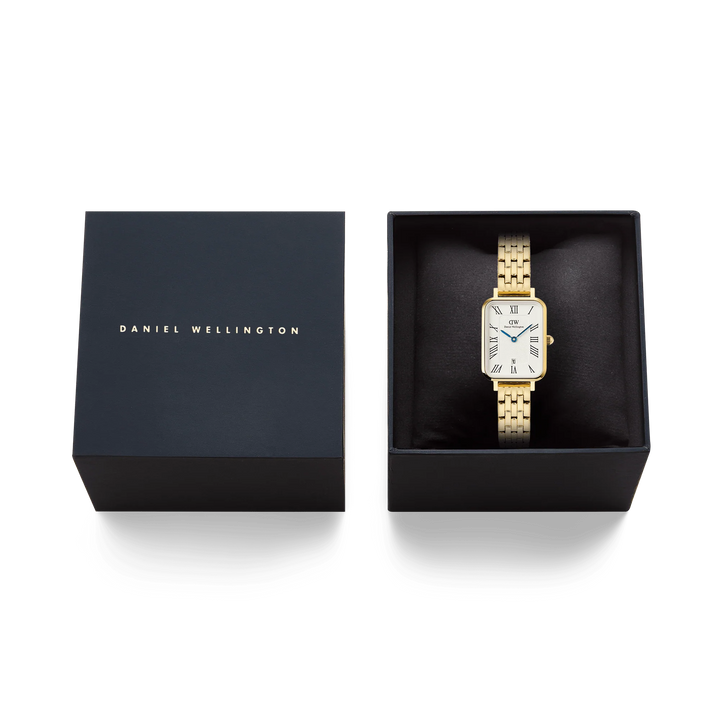 Daniel Wellington Quadro Roman Numerals w Date Gold Watch 20mm x 26mm