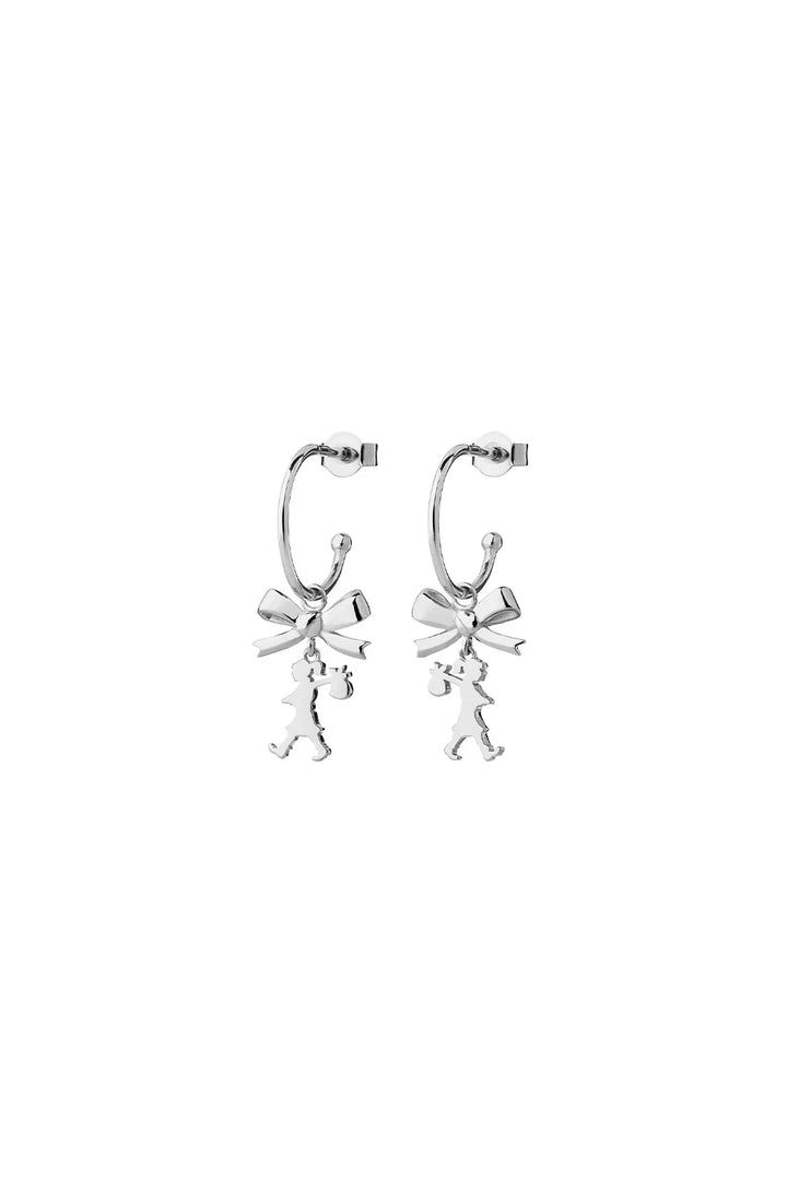 Karen Walker Silver Mini Girl With Bow Hoops
