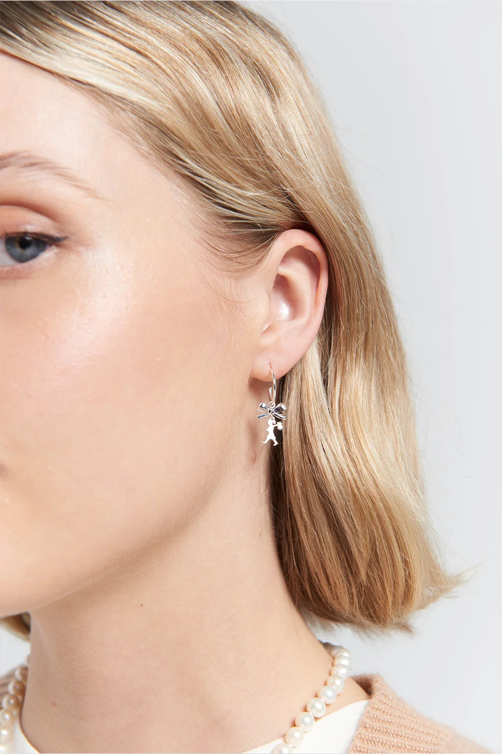 Karen Walker Silver Mini Girl With Bow Hoops